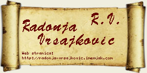 Radonja Vrsajković vizit kartica